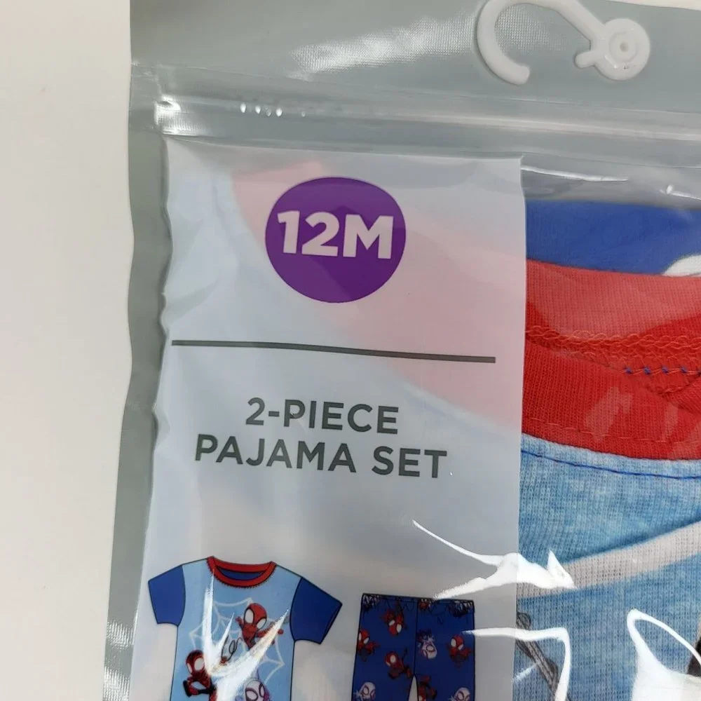 New Spidey and Friends Size 12M Toddler 2 Piece Blue Pajama Set Cotton Sleepwear